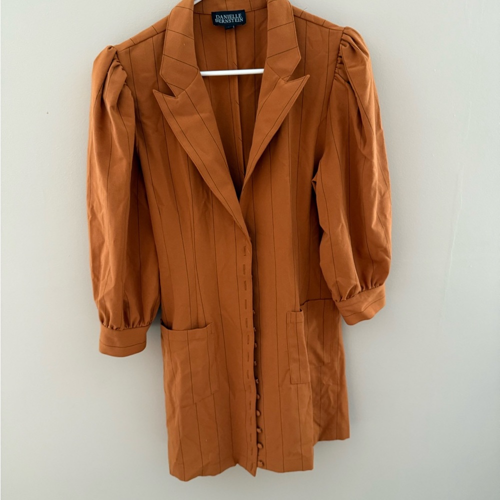 Orange Puff Sleeve Women's blazer dress